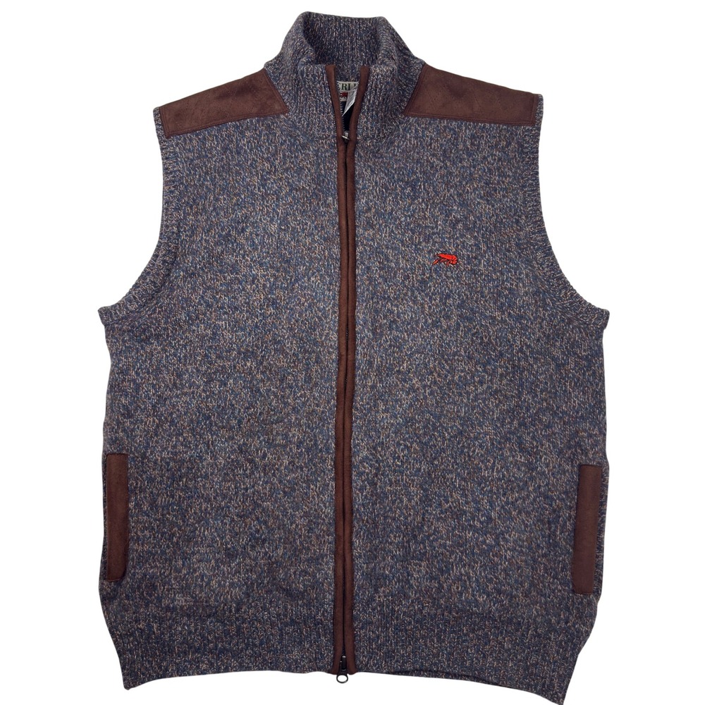 NWT Perlis Sweater Vest XL Mens Merino Wool Full Zip Crawfish Logo